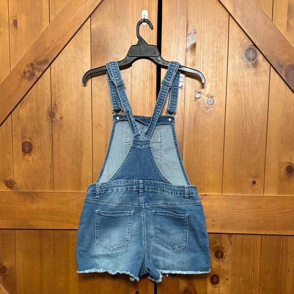 YMI — Blue Denim Overall Cut-Off Shorts - Picture 2 of 12